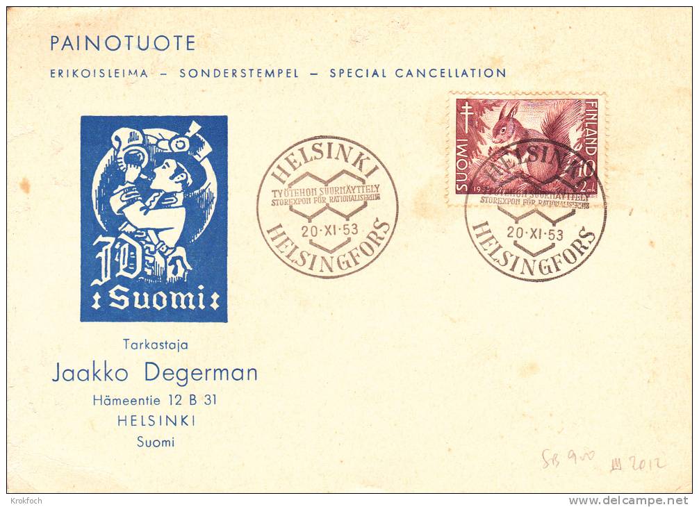 Helsinki 1953 - Helsingfors écureuil - Tuberculeux - Cartas & Documentos