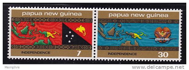 PNG 1975  Independance  Map And Flag        Sc 422-3  **  MNH - Papua New Guinea