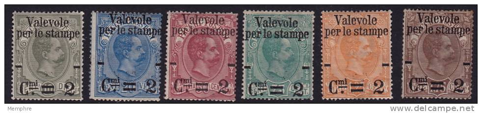 1890  &laquo;Valevole Per Le Stampe&raquo; Serie Completa *Sass 50-55  * Il 50(*) - Ongebruikt