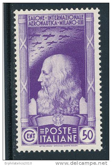 ITALY 1935 LEONARDO DA VINCI WITH PLANES  FLYING HIH FRESH VF OG HINGED SCARCE - Marcofilie (Luchtvaart)