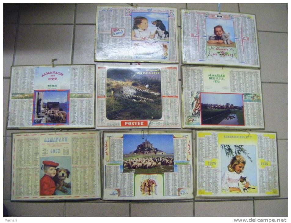 Lot De 8 -calendriers -- Ptt  1969-1971-1972-1976-1973- 1957-1968-1974- Dimensions 28x21  -oller--charente - Autres & Non Classés