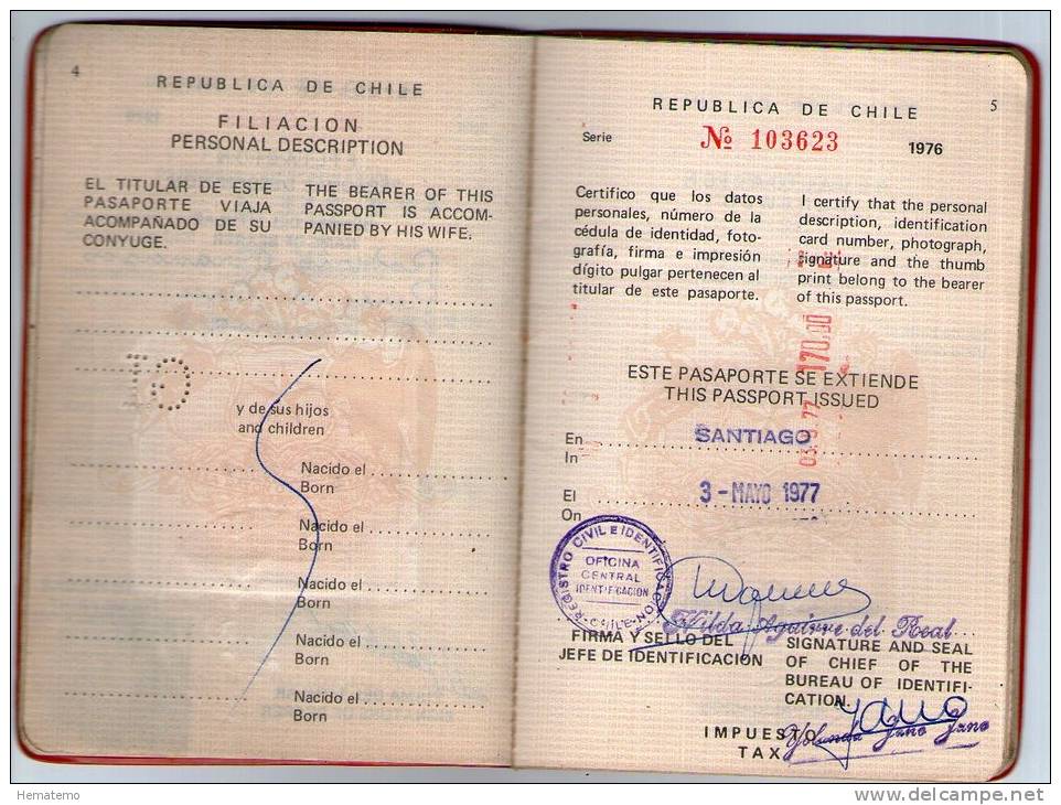 Chile 1978 Passport Reisepass Passeport Pasaporte #103623 - Historical Documents