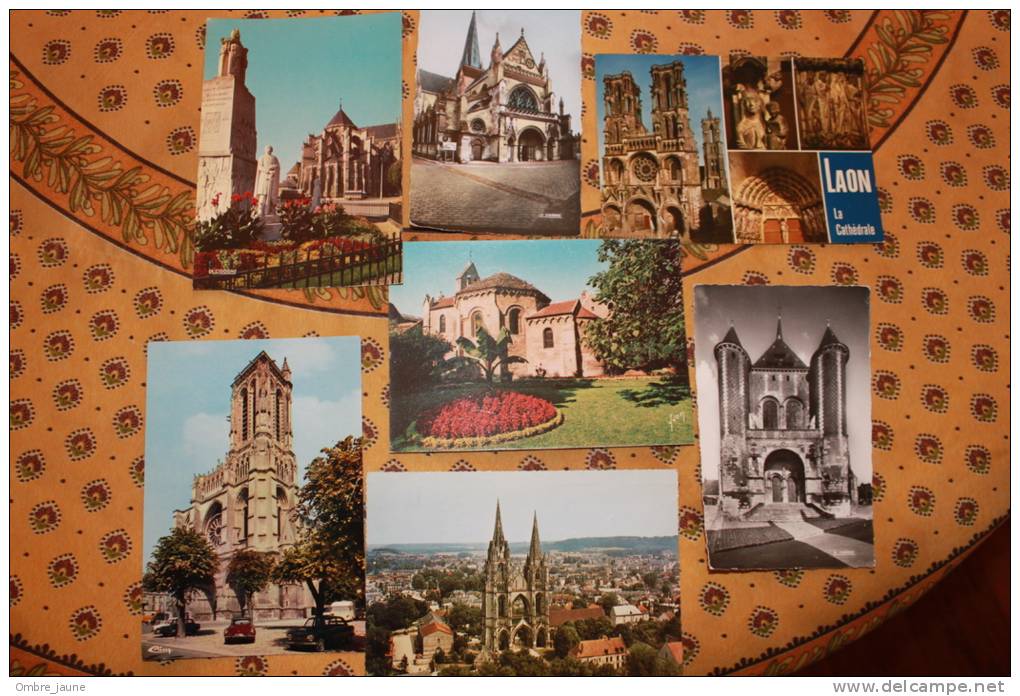 LOT De 7 CP - Monuments Religieux De L'aisne - Laon ,  Soissons , Montcornet - Other & Unclassified