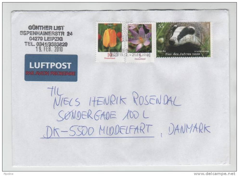 Germany Cover Sent To Denmark 19-2-2010 With Nice Topic Stamps - Covers & Documents