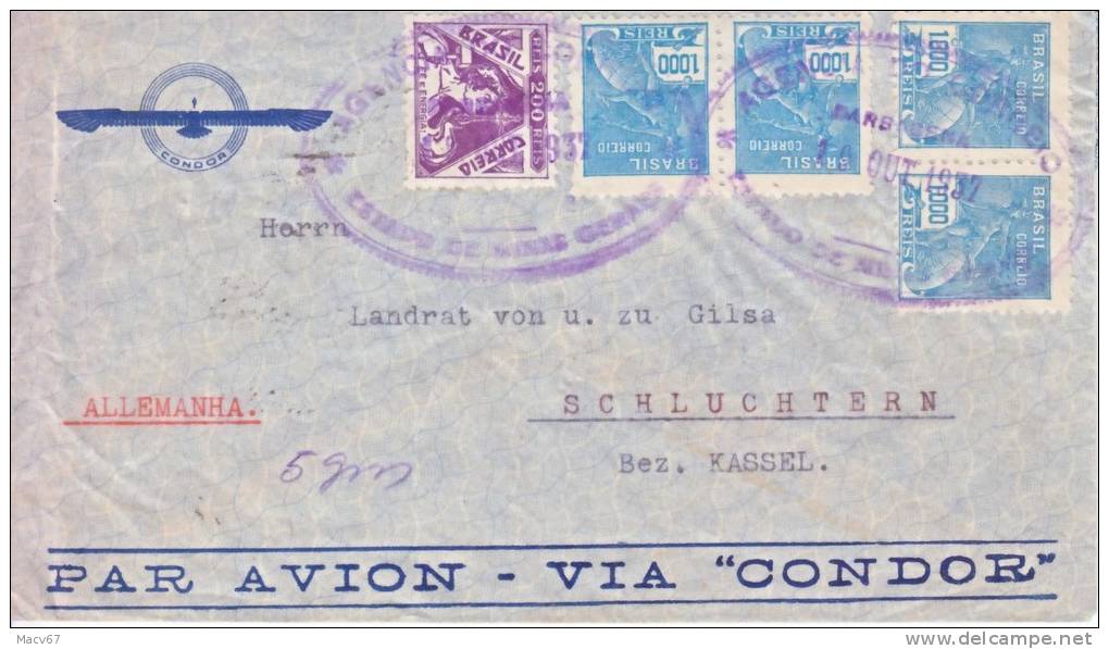 Brazil  AEROPHILATELIC COVER CONDOR  To GERMANY - Airmail