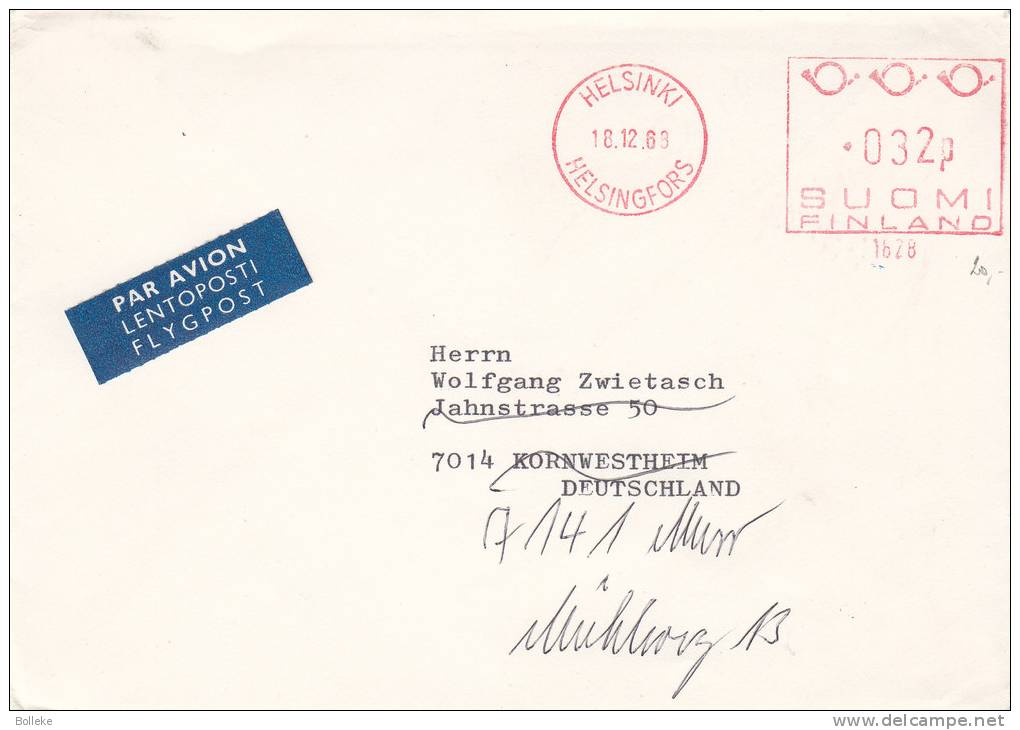 Finlande - Lettre De 1968 - EMA - Empreintes Machines - Covers & Documents