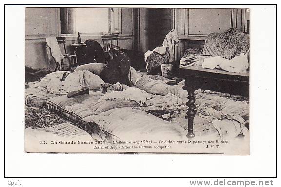 Carte GUERRE 1915 CHATEAU D'ACY / Le Salon Après Le Passage Des Boches - Attichy