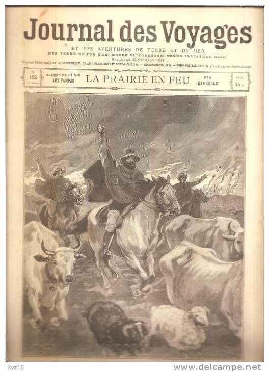 JOURNAL DES VOYAGES N° 152  29 Octobre 1899  LA PRAIRIE EN FEU - Zeitschriften - Vor 1900