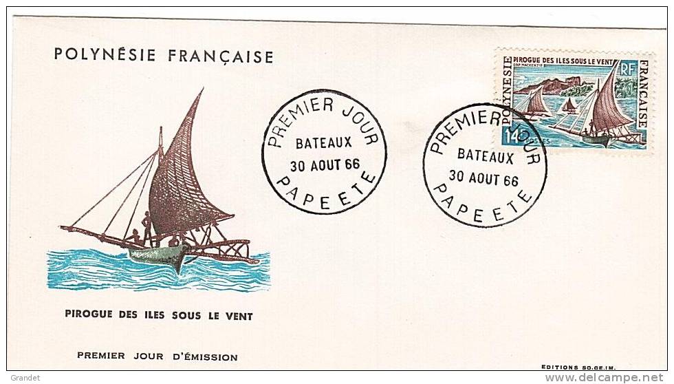 ENVELOPPE 1er JOUR- PAPEETE -30 AOUT 1966- POLYNESIE FRANCAISE - Unclassified