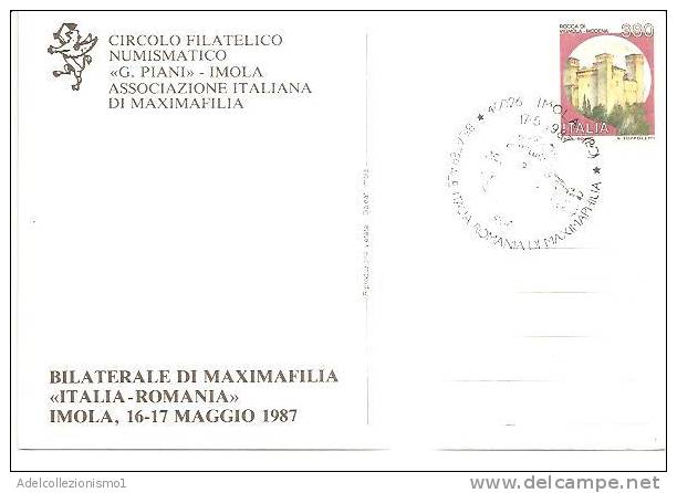58032)cartolina Illustratoria  Imola - Bilaterale Di Maximafilia Ita-romania Con Un Valore + Annullo - Imola