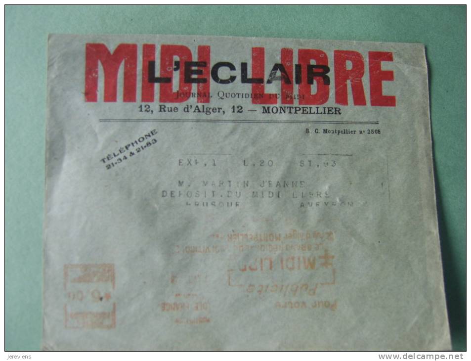 Midi Libre L'Eclair Montpellier Herault  1948 - Imprimerie & Papeterie