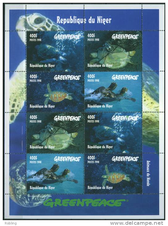 Niger 1998, Turtle, Geenpice, Michel 1472-75, MNH 16913 - Schildpadden