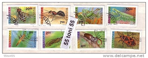 BULGARIA / Bulgarie 1992/93 INSECT 8 V.- Used/oblitere (O) - Used Stamps