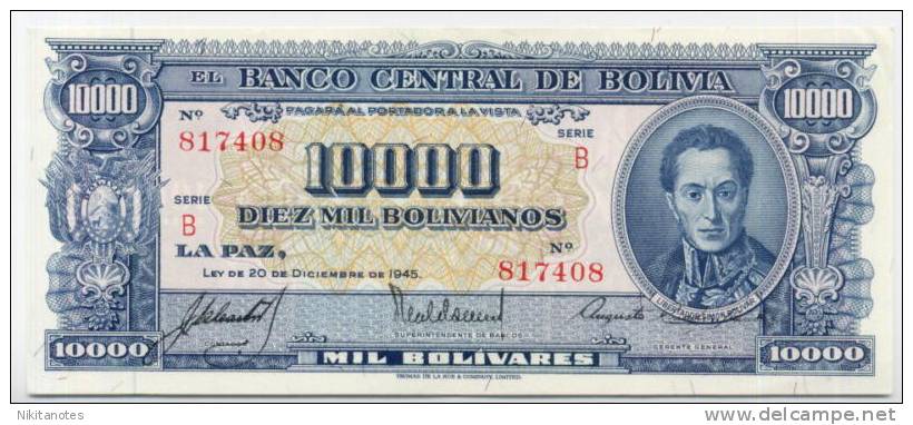 10000 Bolivianos - Bolivia - 1945 - XF++ - Bolivie