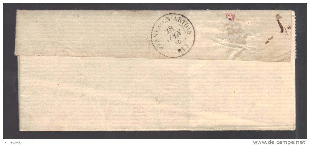 FRANCE 1867 N° 22 Obl. S/Lettre Entiére GC 3816 C à D St. Pol S/Ternoise - 1862 Napoleon III