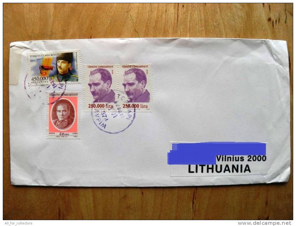 Cover Sent From Turkey To Lithuania On 2001,plane Pilot - Cartas & Documentos