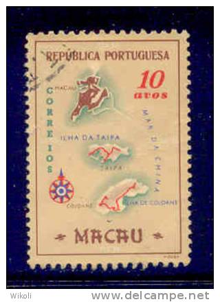 ! ! Macau - 1956 Maps 10 A - Af. 389 - Used - Usados