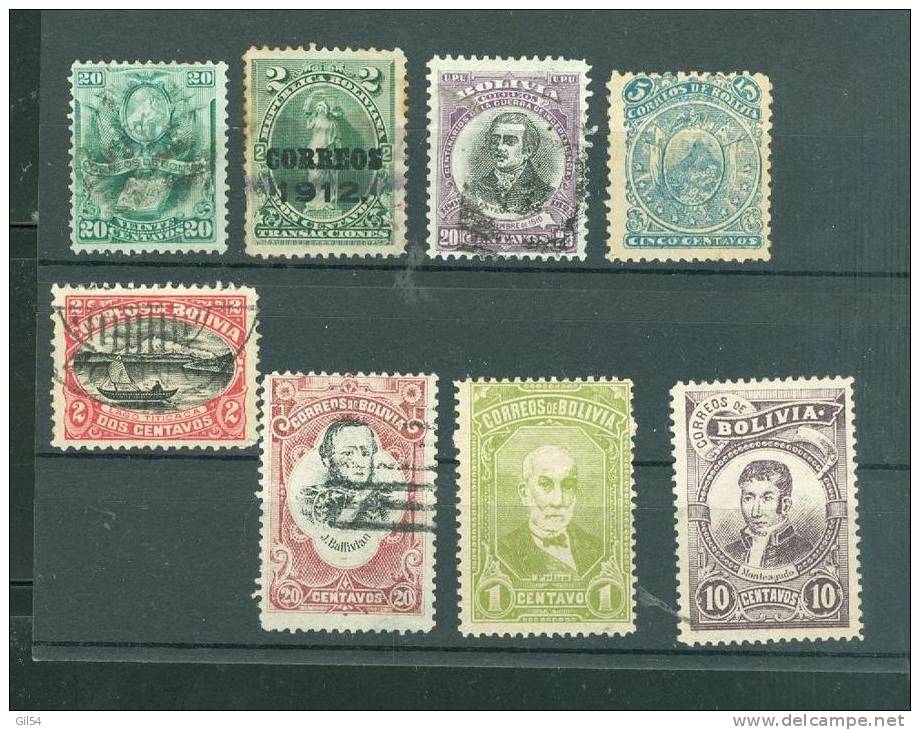 Lot De 8 Timbres Anciens De Bolivie - Ai55 - Bolivie