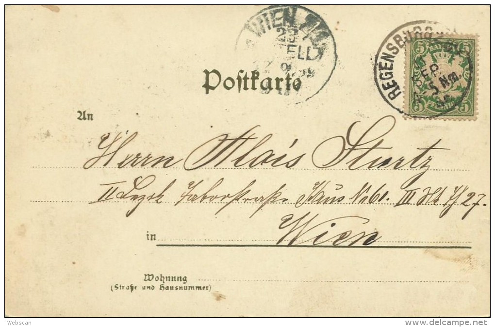 AK Regensburg Ortsansicht Walhalla Befreiungshalle Farblitho Moch & Stern 1899 #40 - Regensburg