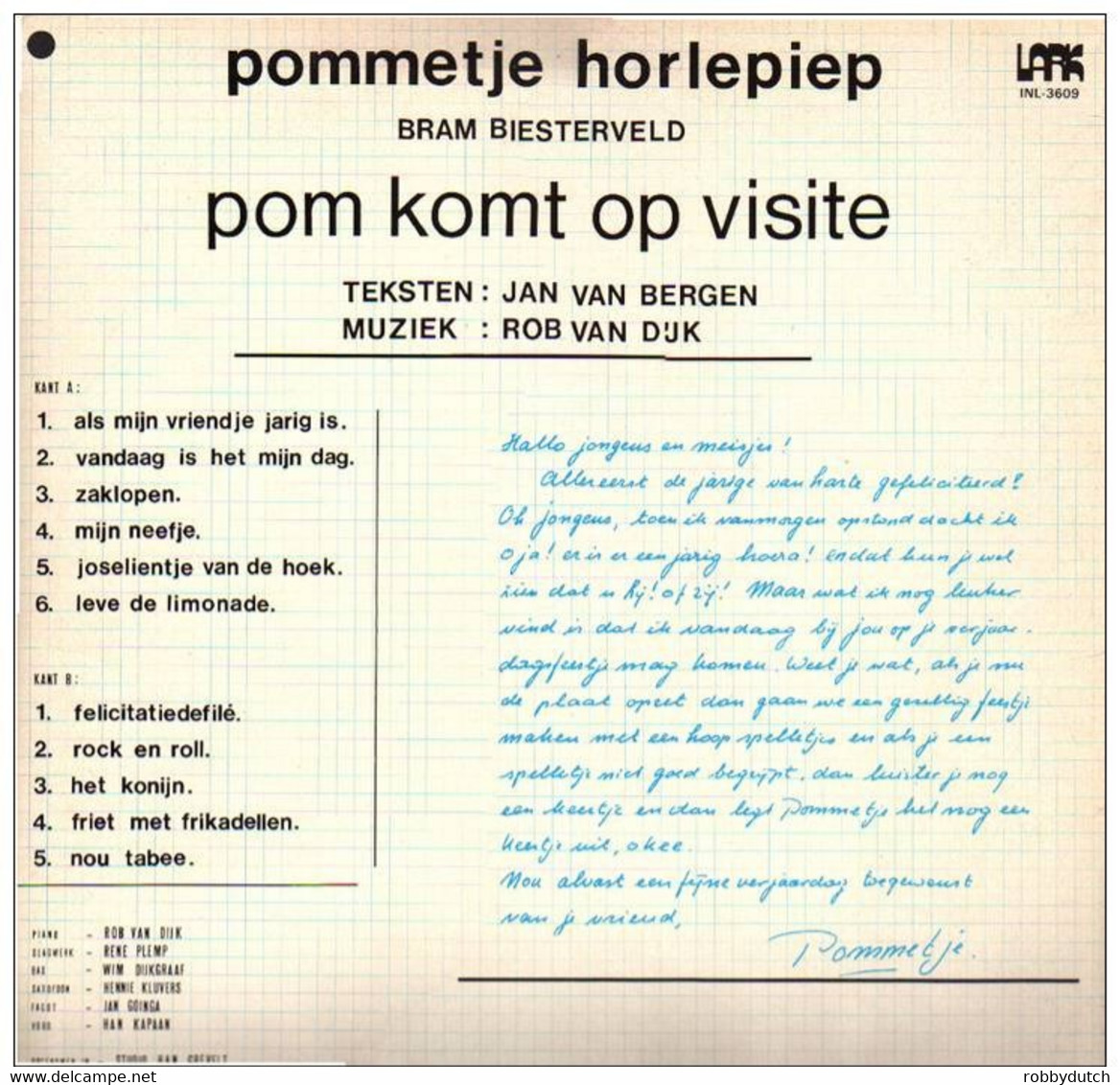 * LP *  POMMETJE HORLEPIEP (Bram Biesterveld) - POM KOMT OP VISITE (Holland 1980 Ex-!!!) - Enfants