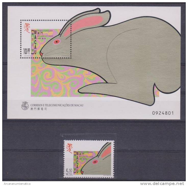 MACAU    "CONEJO - RABBIT"  Block + Sello  Nuevo  S-394 - Unused Stamps