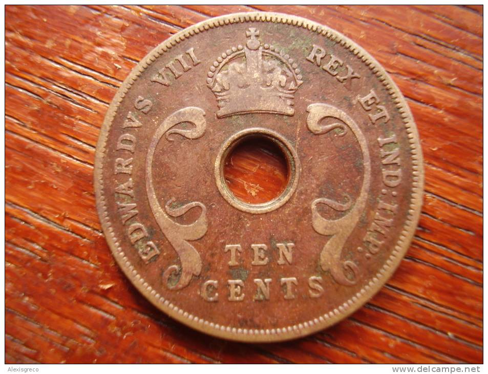 BRITISH EAST AFRICA USED TEN CENT COIN BRONZE Of 1936 (KN) - EDWARD. - British Colony