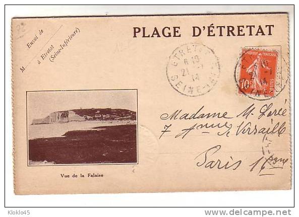 76 PLAGE D'ETRETAT - Carte Lettre Multivues Vue De La Falaise , Groupe De Filles Cadets , Le Tennis , Départ Aviateur .. - Etretat