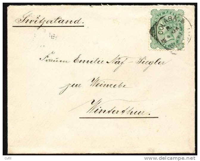 BRITISH INDIA 1893 - LETTER From COLABA To WINTERTHUR, SWITZERLAND - 1882-1901 Empire