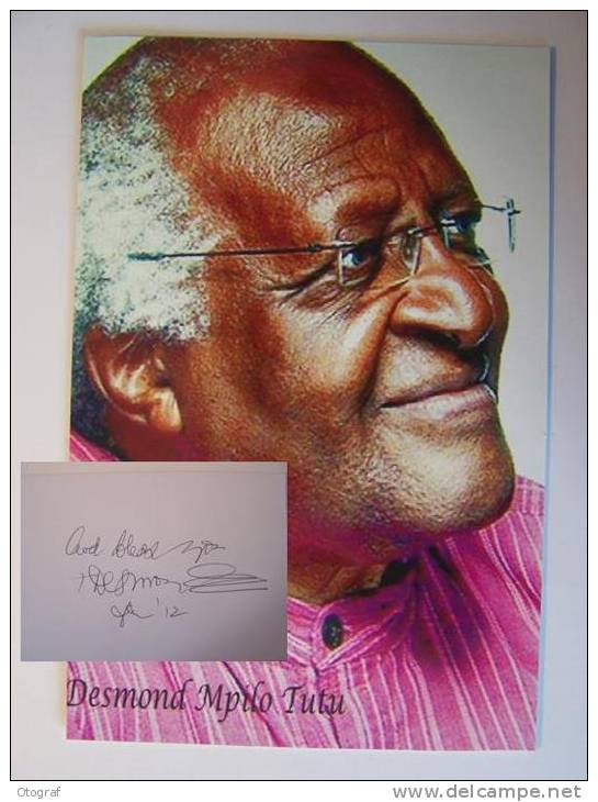 Desmond Mpilo TUTU - Personnalité - Signé / Hand Signed / Dédicace / Autographe Authentique - Prix Nobel