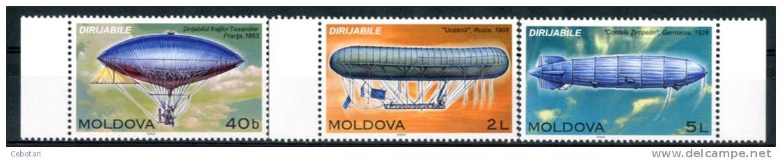 MOLDAVIA / MOLDOVA 2003** - DIRIGIBILI / ZEPPELIN - 3 Valori - Zeppelines