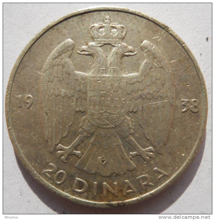 Yougoslavie Yougoslavia 20 Dinara 1938 Km 23 - Yugoslavia