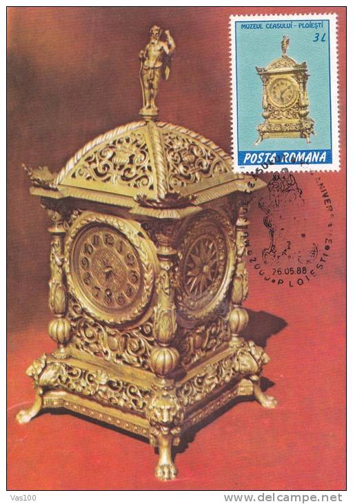 HOROLOGERY, 6X, 2000, CM. MAXI CARD, CARTES MAXIMUM, ROMANIA - Clocks