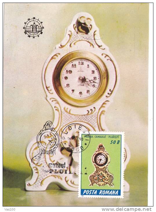 HOROLOGERY, 6X, 2000, CM. MAXI CARD, CARTES MAXIMUM, ROMANIA - Clocks