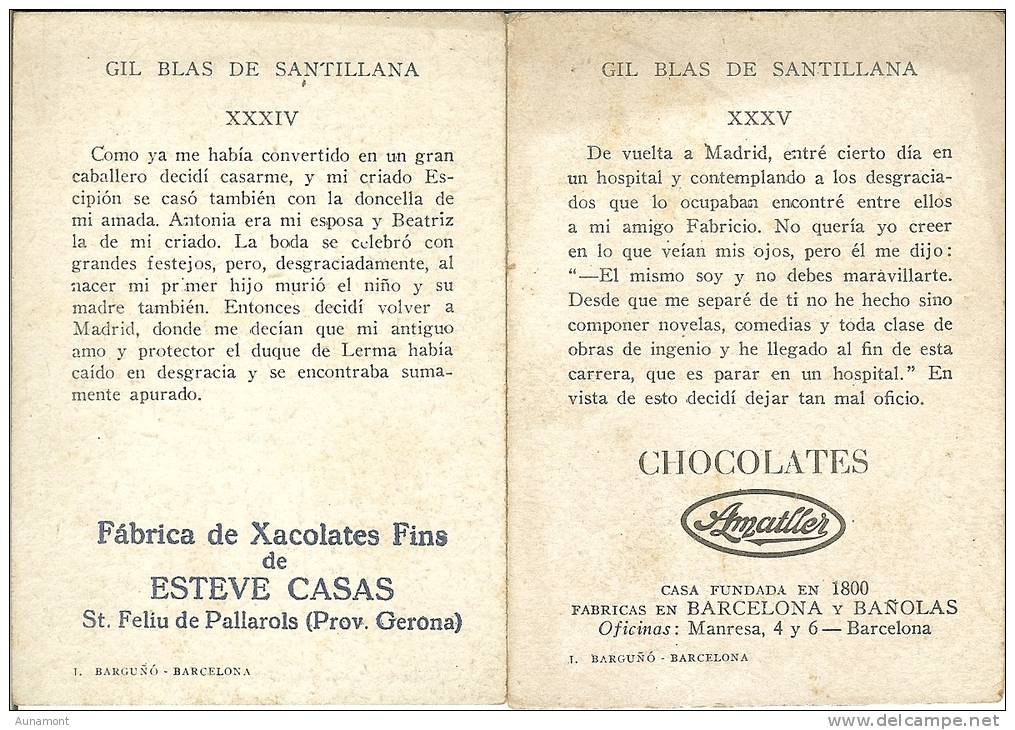 ESPAÑA-CHOCOLATES ATMALLER-""COLECCION DE 36 IMAGENES"" GIL BLAS DE SANTILLANA-FALTAN EL 24-25-33-36