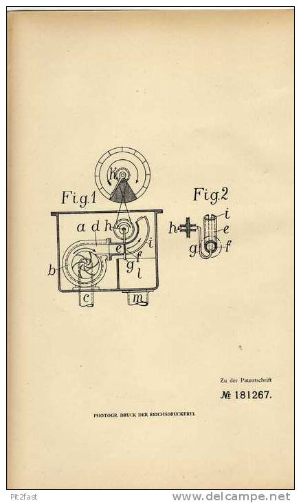 Original Patentschrift - P. Martin In Schwetzingen , Baden 1905, Tachometer , Geschwindigkeitsmesser Mit Pumpe , Tacho ! - Cars