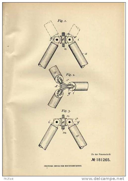 Original Patentschrift - Fa. O. Fischer In Barmen , 1905 , Stativ Für Kamera , Photographie , Fotoapparat !!! - Supplies And Equipment