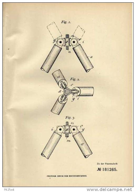 Original Patentschrift - Fa. O. Fischer In Barmen , 1905 , Stativ Für Kamera , Photographie , Fotoapparat !!! - Zubehör & Material