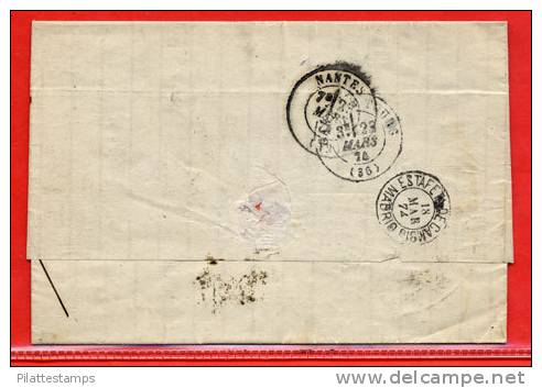 ESPAGNE LETTRE DE 1874 DE SEVILLE POUR NANTES FRANCE - Briefe U. Dokumente