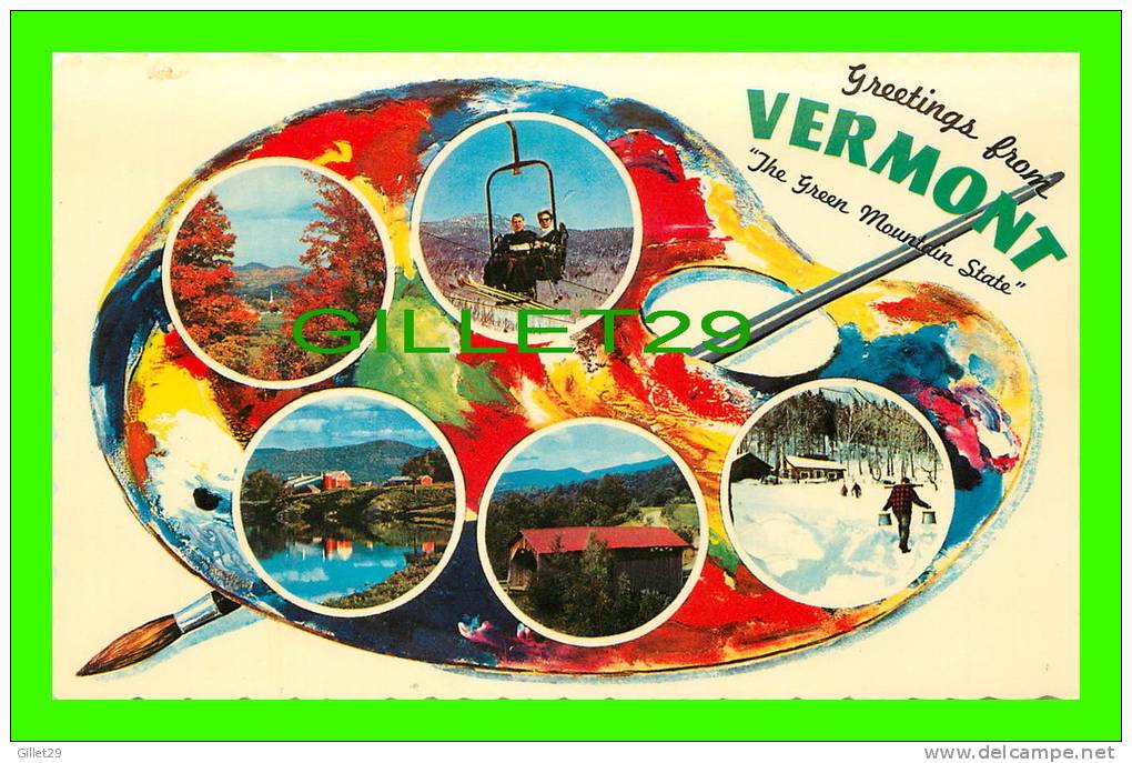 VERMONT - GREETINGS FROM VERMONT - PAINTING PALET - 4 SEASONS RECREATION STATE - - Other & Unclassified