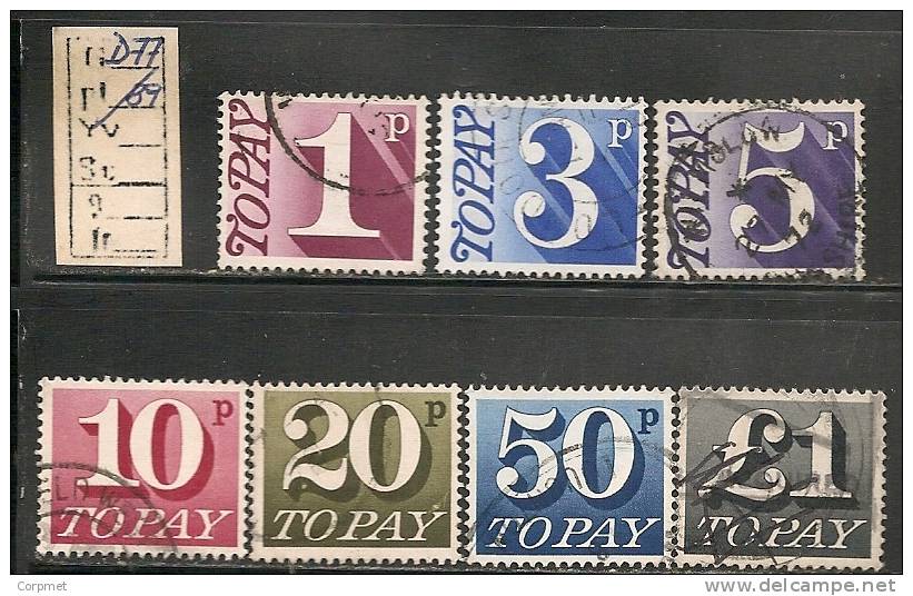 UK - POSTAGE DUE -  1970/7 - SG # D 77-88 PART OF THE SET - USED - Tasse