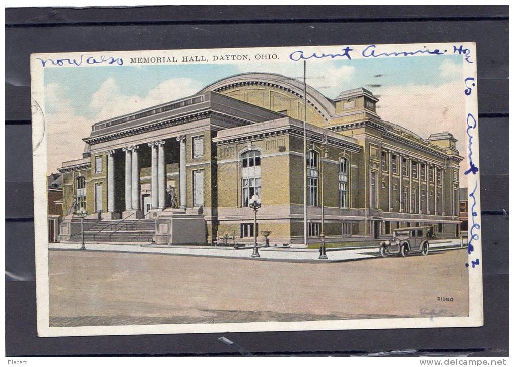 27309     Stati  Uniti,   Ohio,  Dayton,  Memorial  Hall,  VG  1930 - Dayton