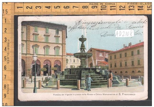 FONTANA VIGNOLA PIAZZA ROCCA CHIESA  SAN FRANCESCO ANNULLO TONDO RIQUADRATO MONDOVI PIAZZA CUNEO 1906 ANIMATA VITERBO - Viterbo