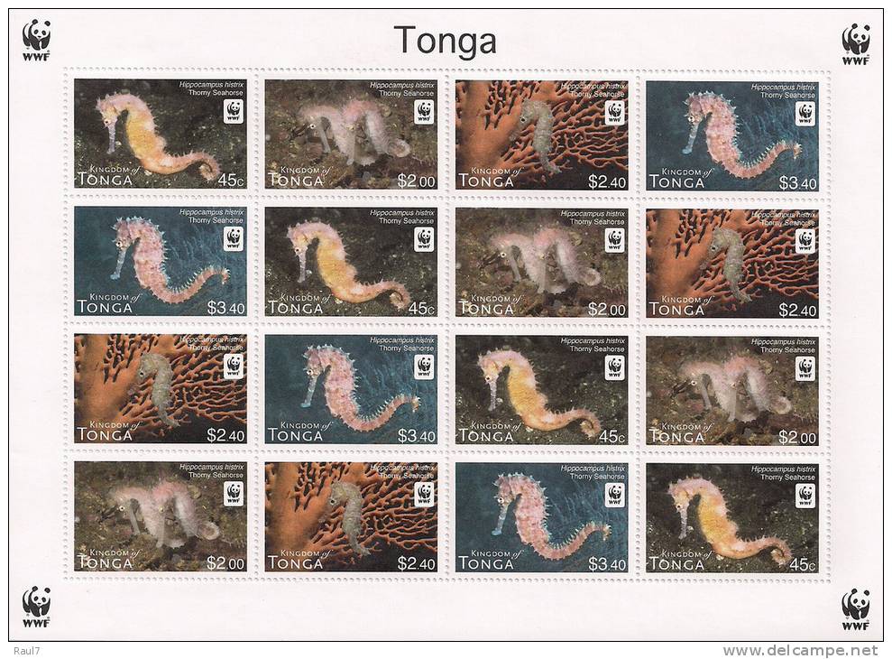 TONGA // 2012 - Faune En Danger, Hippocampes Wwf - Feuillet Neufs // Mnh Sheetlet - Tonga (1970-...)