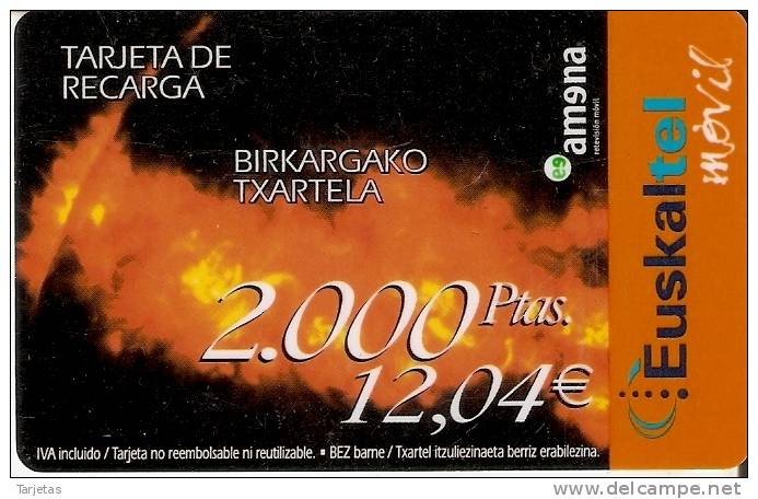 TARJETA DE ESPAÑA DE EUSKALTEL MOVIL DE 2000 PTAS (RECARGA AMENA) ESTRELLA - Astronomia