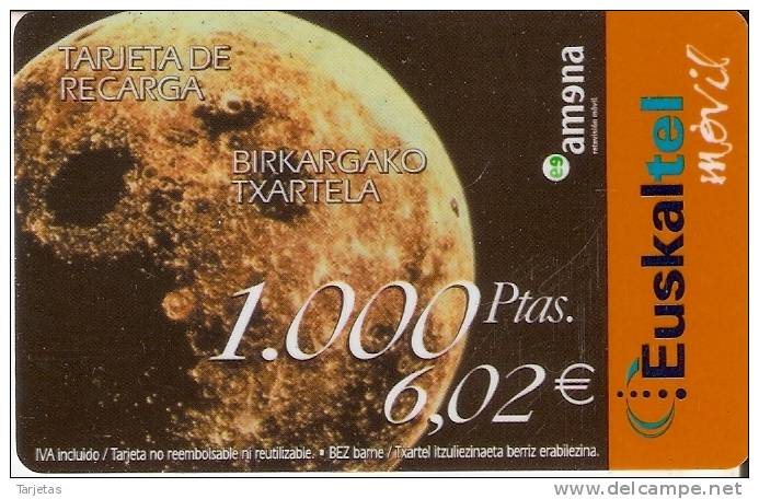 TARJETA DE ESPAÑA DE EUSKALTEL MOVIL DE 1000 PTAS (RECARGA AMENA) PLANETA MARTE - Astronomie