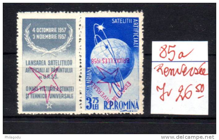 Roumanie 1958, Exposition De Bruxelles Avec Surcharge Renversée, PA 85a**, Cote 26,50 € - 1958 – Brüssel (Belgien)