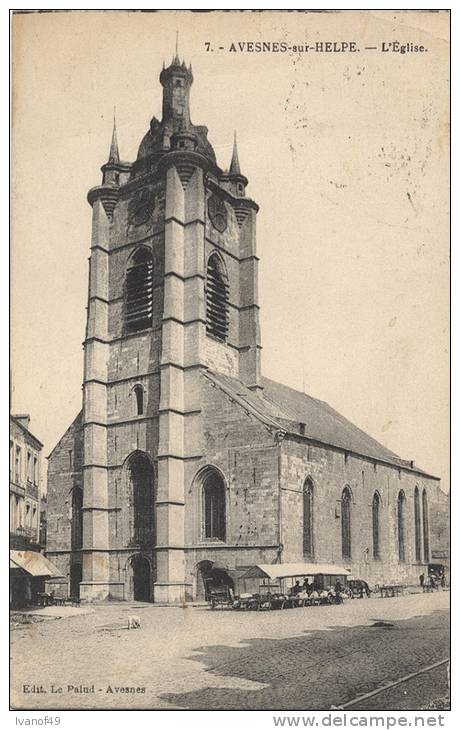 59 - AVESNES SUR HELPE - CPA - L´ EGLISE - Circulée 1928 - Avesnes Sur Helpe