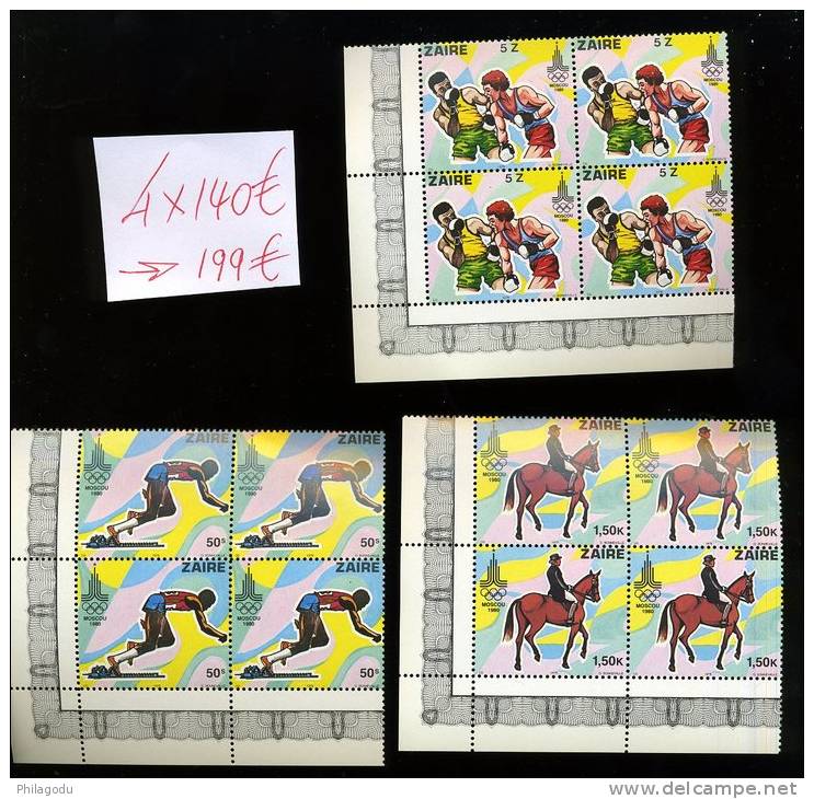 1980 Olympique De MOSCOU  NON EMIS Du ZAIRE  4x140E = 560,- € Catalogue - Unused Stamps
