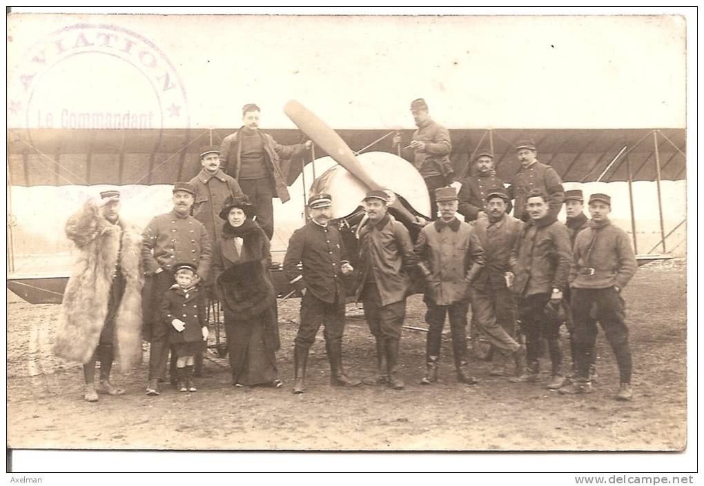 AVIATION: Groupe D'aviateurs De La 1° Reserve De Ravitaillement Devant Un Caudron G.IIi  à Chaumont 52 - Guerre, Militaire