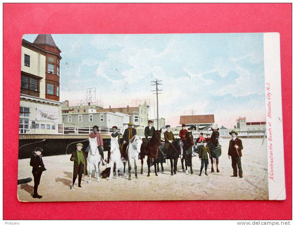 - New Jersey > Atlantic City   Black Americana  Contrast On Beach  1907  Cancel  ==  Ref 480 - Atlantic City